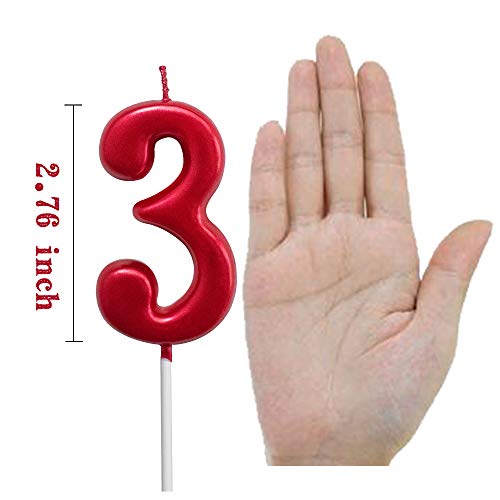 XNOVA Red Birthday Candles 3 Candle 3rd Three Years Cake Bady Roman Numberal Cool Number Candle No 30 31 32 33 34 35 36 37 38 39 - Image 2