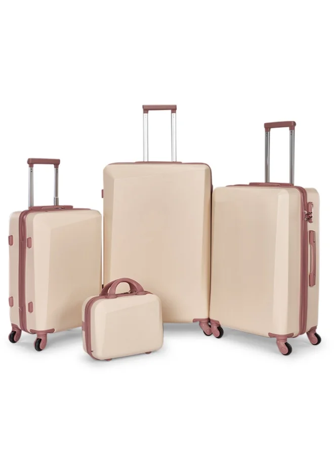 LIMRA Luggage set 4 pieces travel Bags with a distinctive design from limra Beige/Rose