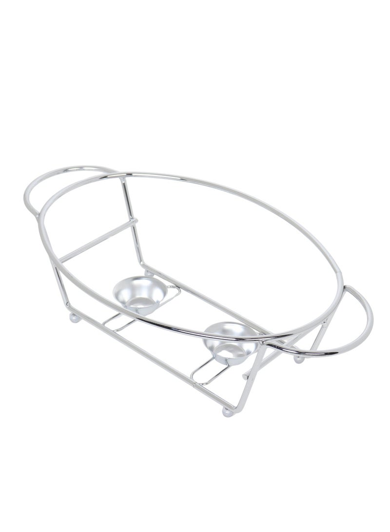 HOMEVEO 3-liter oval glass buffet warmer with metal lid and sturdy iron frame for serving and hospitality. - Image 2