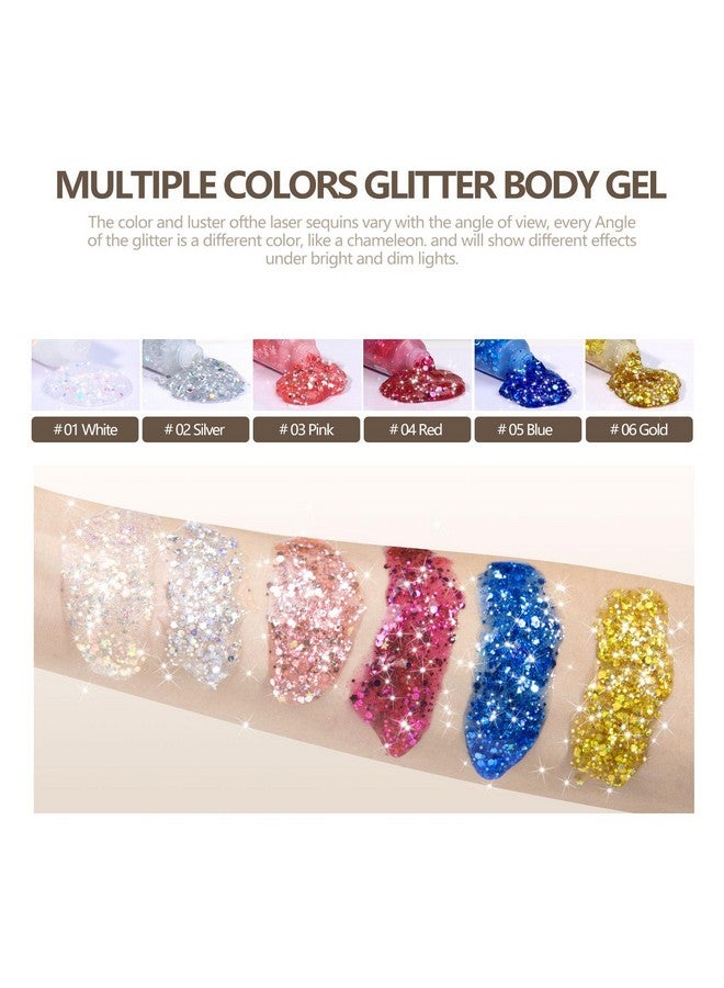Sumeitang 6Colors Face Body Glitter Gel Mermaid Holographic Sequins Chunky Glitter Paint For Party Singer Concerts Music Festival Rave Accessories For Girls Women Face Body Hair Sparkling Makeup - Image 3