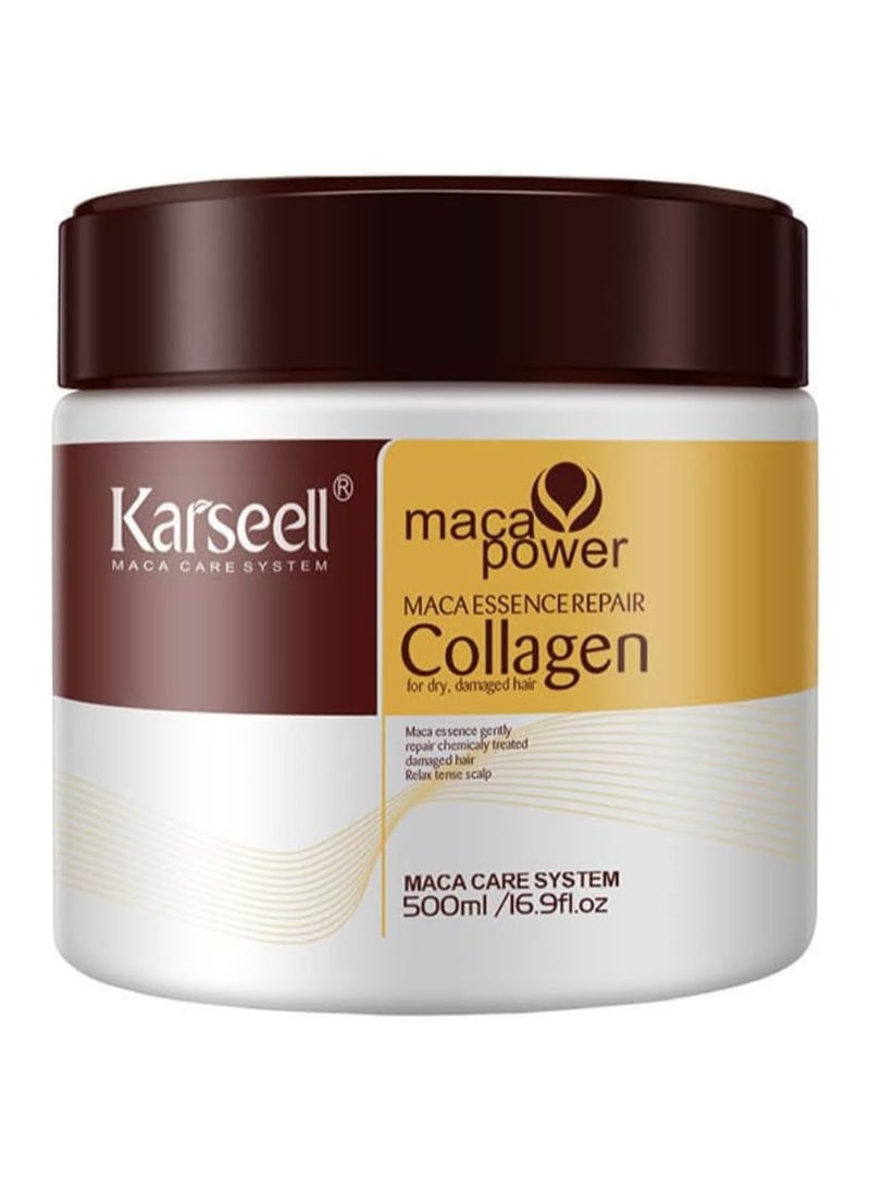 Karseell - Karseell Collagen Hair Treatment Deep Repair Conditioning Argan Oil Collagen Hair Mask Essence for Dry Damaged Hair All Hair Types 500ml - Image 1