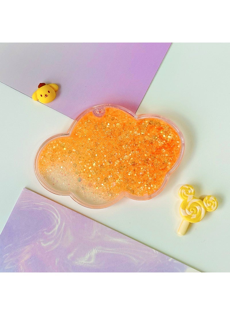 Large Quicksand Guka Brick Acrylic Keychain Orange [cloud shape] with bead chain 
