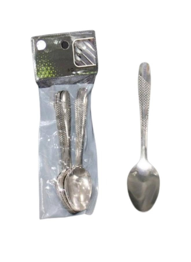 Generic A set of 12-piece stainless steel dessert spoons, silver 