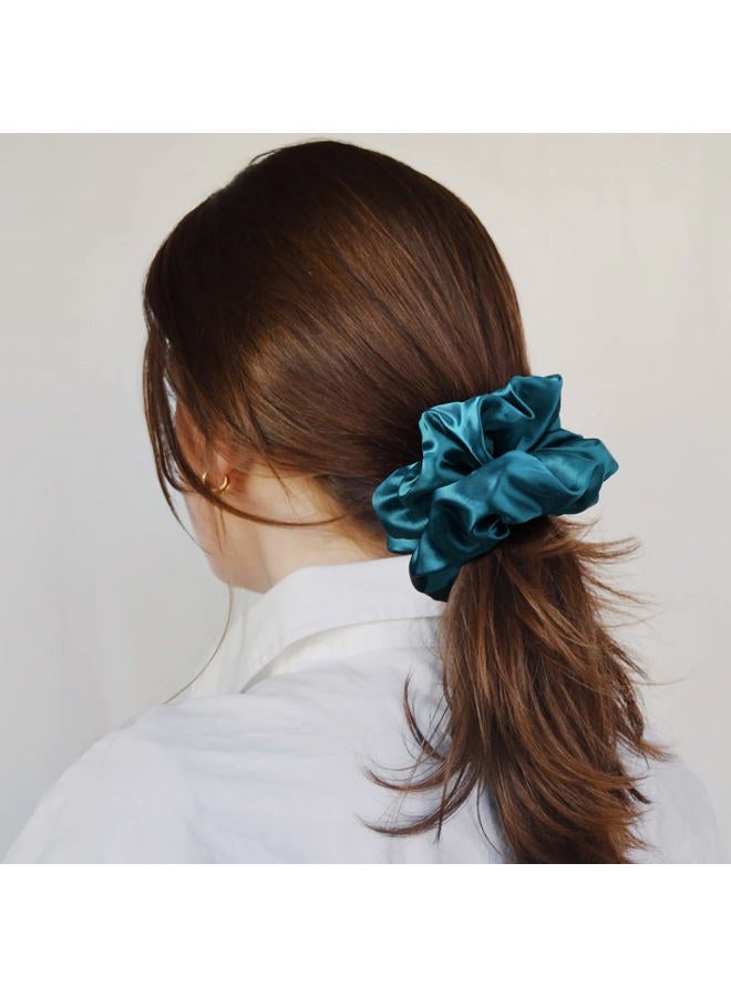 CEELGON Large Silk Satin Scrunchies for Women Big Scrunchies Jumbo Satin Hair Ties Oversized Hair Scrunchies for Thick Curly Hair Pack of 6 (Green) - Image 3