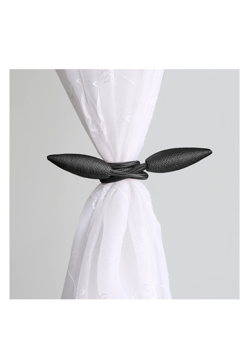 Excefore مشابك ربط الستائر، 2 قطعة مشابك لستائر النوافذ بتصميم إبداعي، نمط أوروبي حاملات ستائر مصنوعة حسب الطلب، حوامل الستائر الزخرفية، لون أسود - Image 3