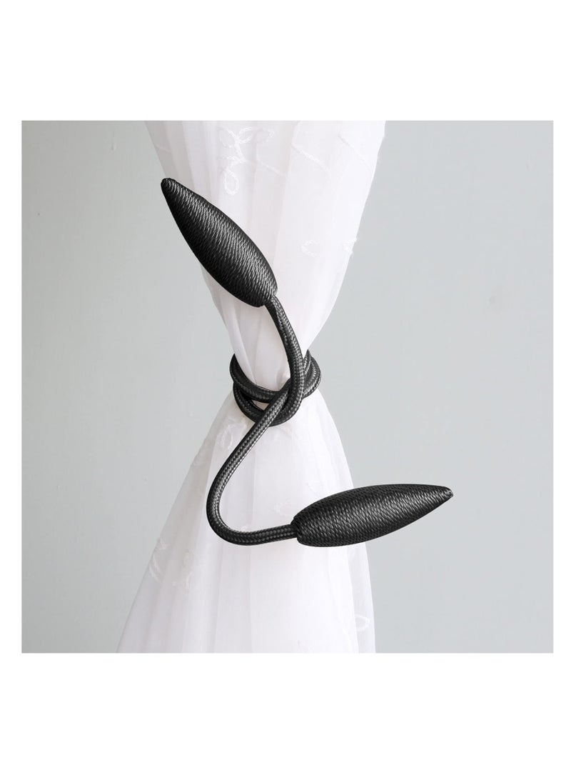 Excefore مشابك ربط الستائر، 2 قطعة مشابك لستائر النوافذ بتصميم إبداعي، نمط أوروبي حاملات ستائر مصنوعة حسب الطلب، حوامل الستائر الزخرفية، لون أسود - Image 2