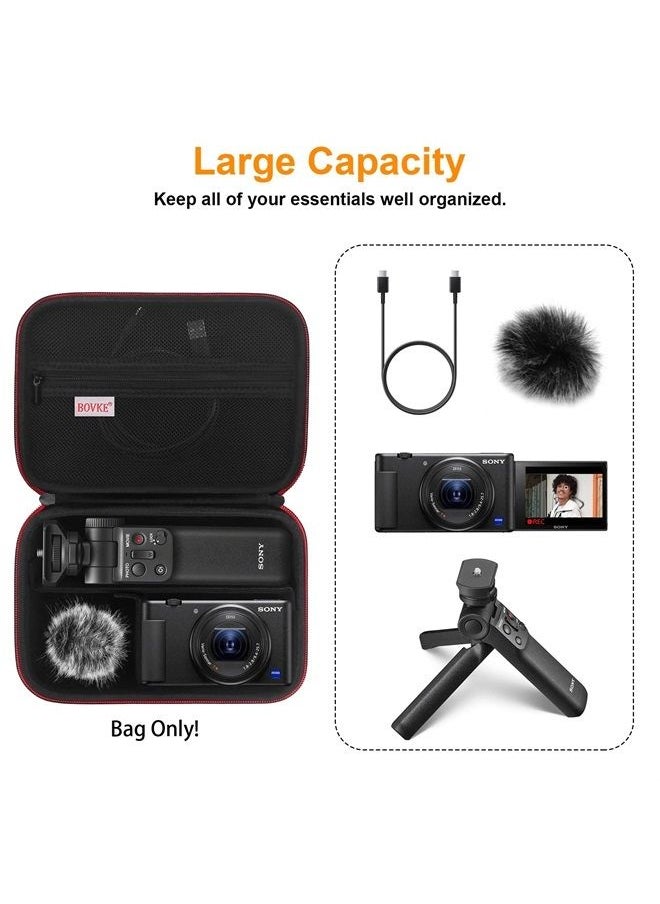 bovke - Carrying Case for Sony ZV-1 / ZV-1F / ZV-1 II Vlog Digital Camera & Bluetooth Grip Vlogger Accessory Kit for Vlogging YouTube Live Video Streaming, Mesh Pocket for USB Cables Charger, Black - Image 1
