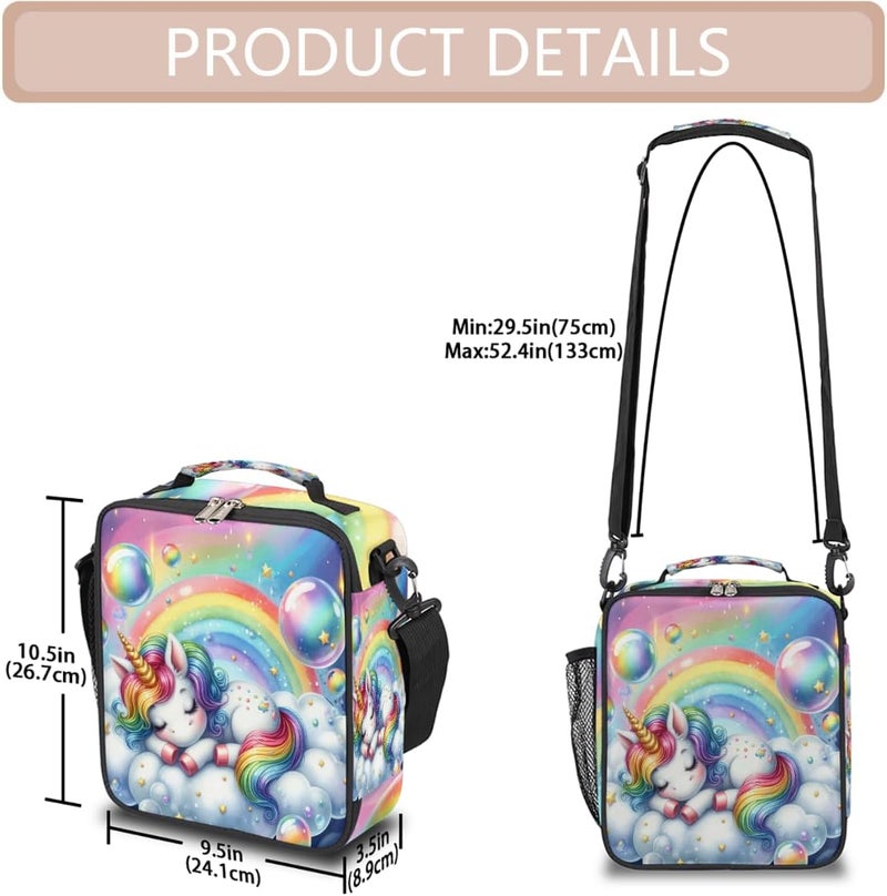 Kids Lunch Bag Insulated Lightweight Animal Unicorn Rainbow Lunchbox For Girls Boys Back To School Gift Cooler Meal Tote Reusable Portable Leakproof Lunch Pail Meal Prep Box For School Travel - Image 3