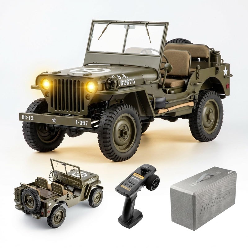 Fms 16 1941 MB Scaler RC mini Jeep RC Truck MB Scaler 4x4 Hobby Grade Brushed RC Rock Crawler RC Army Military Truck for AdultsRS 16 - Image 3