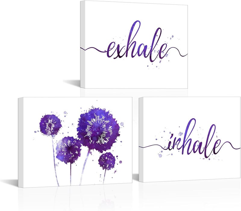 Kalormore Purple Dandelion Canvas Wall Art Set - Image 1