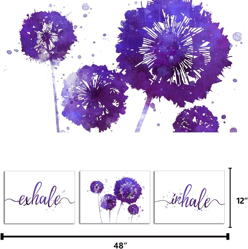 Kalormore Purple Dandelion Canvas Wall Art Set - Image 3