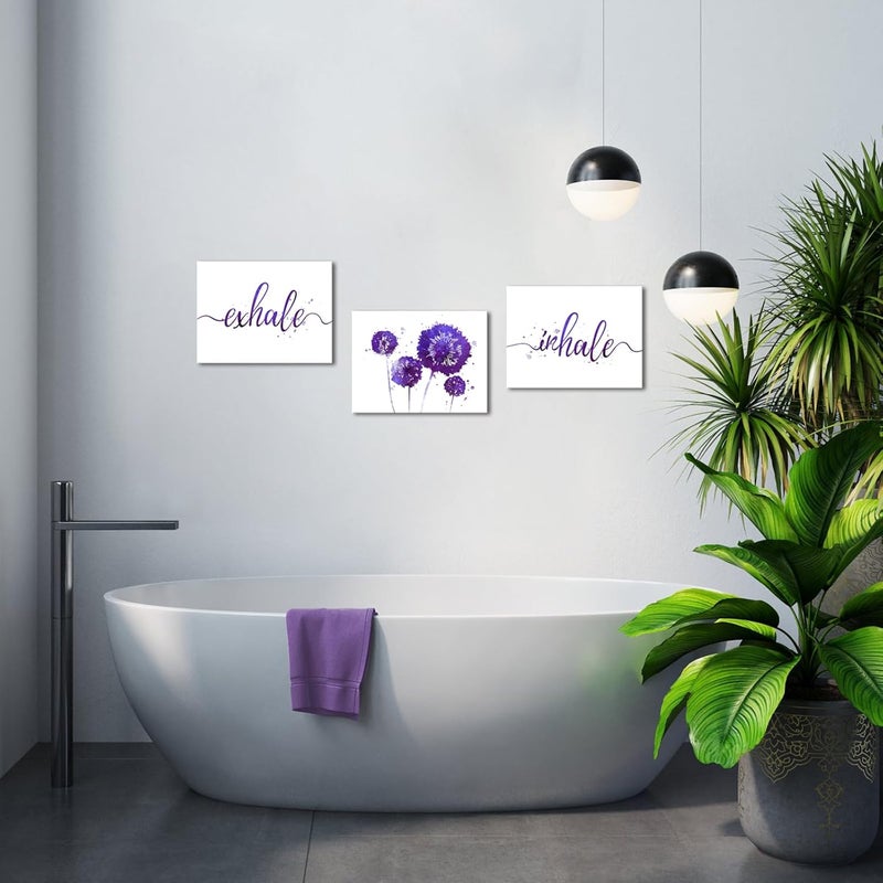 Kalormore Purple Dandelion Canvas Wall Art Set - Image 2