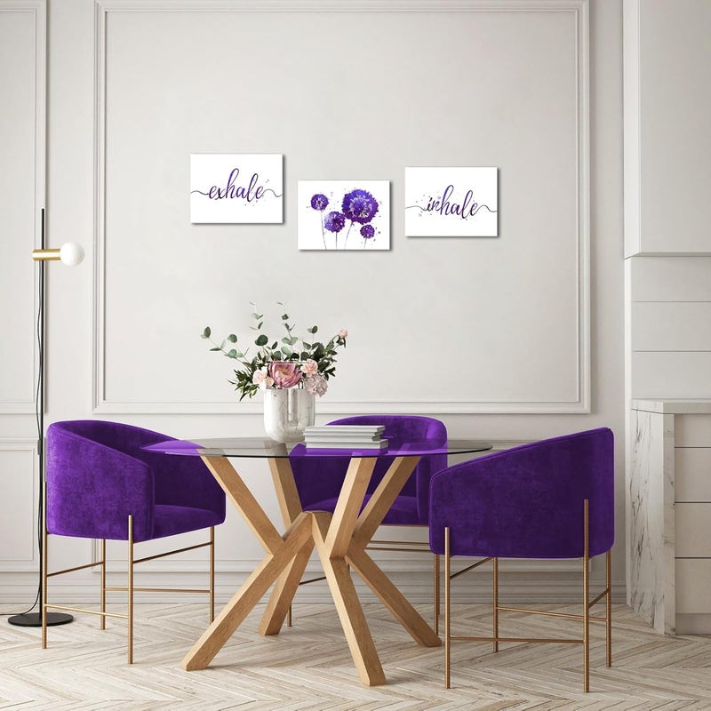 Kalormore Purple Dandelion Canvas Wall Art Set - Image 5