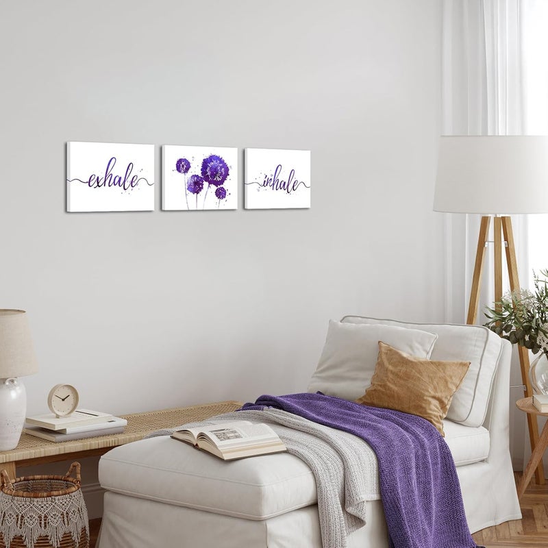 Kalormore Purple Dandelion Canvas Wall Art Set - Image 4