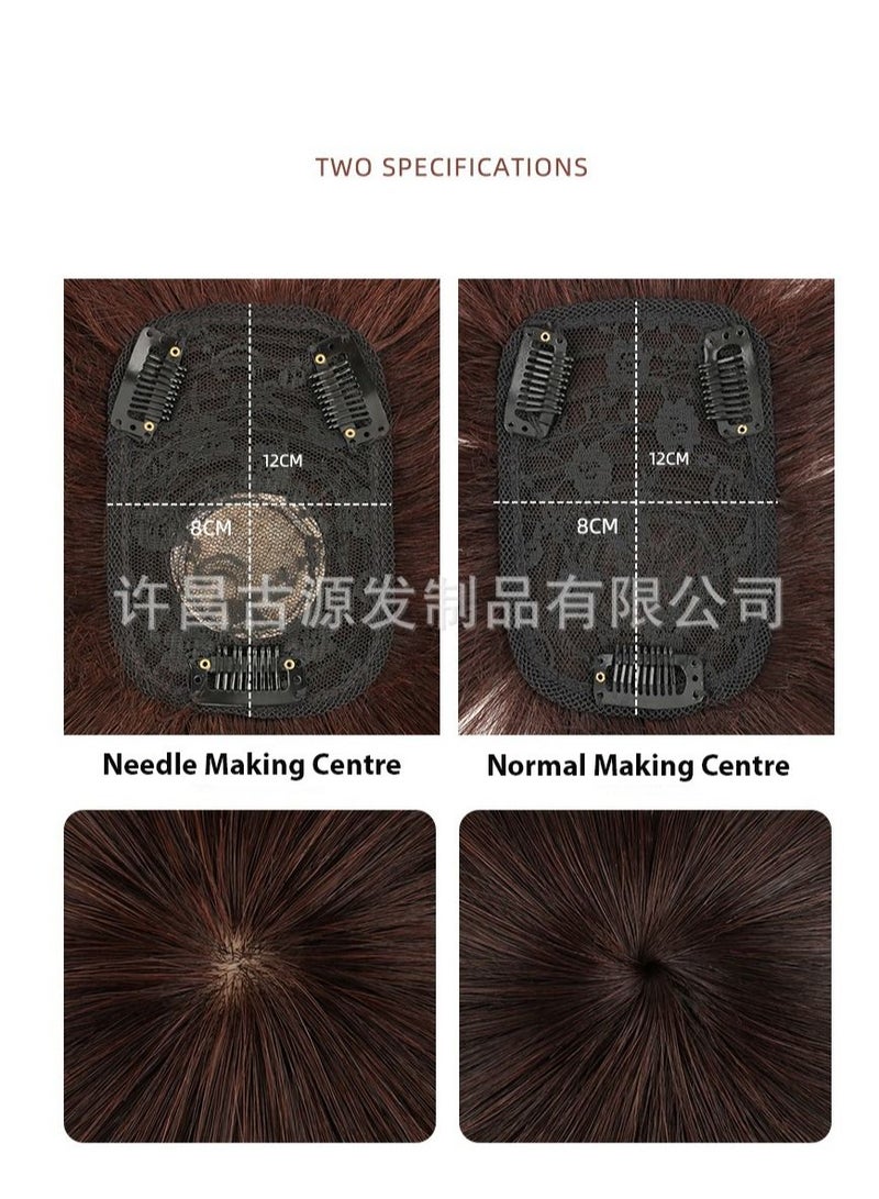 Estelle One piece real hair head cover white hair replacement piece fluffy hair increase volume ladies wig block Dark Brown - Image 4