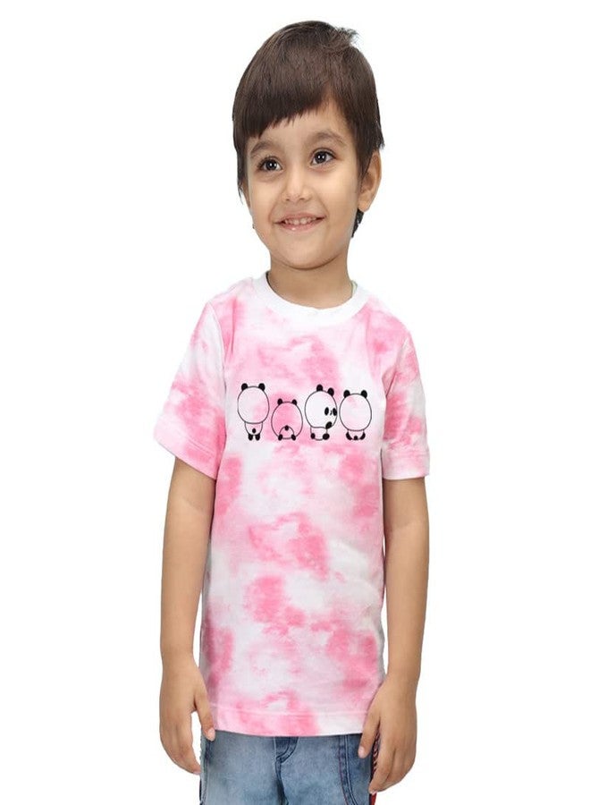 Nusyl Infants Pink Baby Pandas Printed Tie & Dye Tshirt -NUITDTSH0221 - Image 1