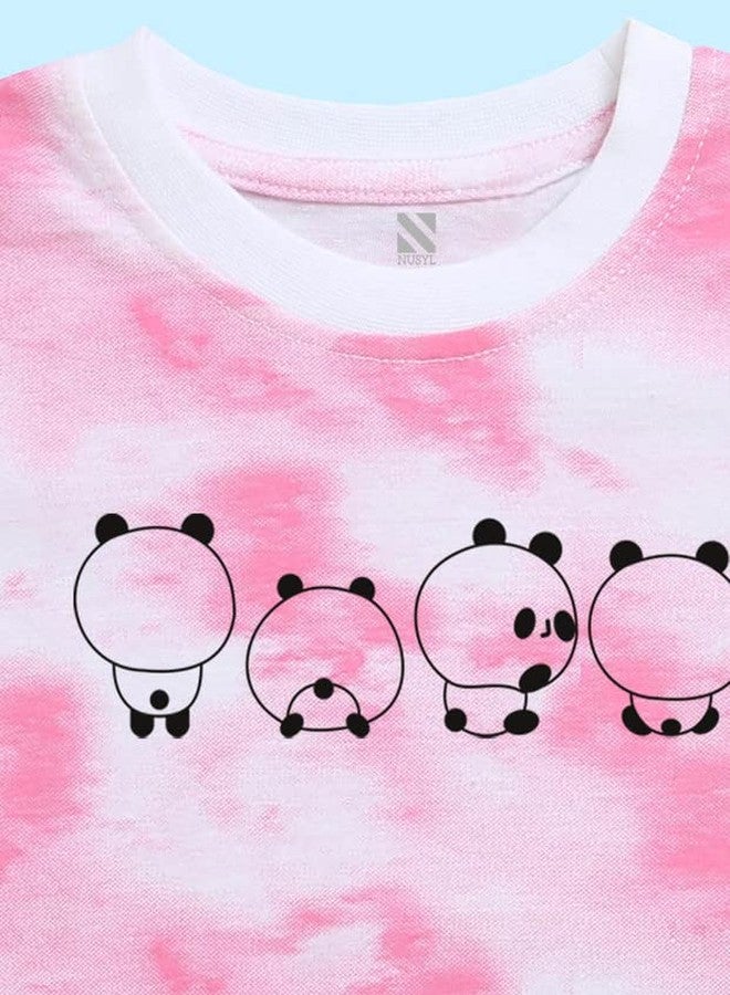 Nusyl Infants Pink Baby Pandas Printed Tie & Dye Tshirt -NUITDTSH0221 - Image 4
