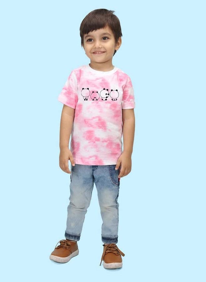Nusyl Infants Pink Baby Pandas Printed Tie & Dye Tshirt -NUITDTSH0221 - Image 2
