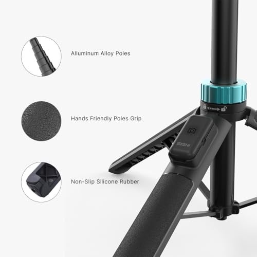 SKYVIK SIGNIPOD 1.75 metre Selfie Stick/Tripod Sturdy Stand with Blutooth Remote for Selfie/Video Recording/Photo/Live Stream/Vlog/YouTube for Smartphone, iPhone, Action Camera, Mics and Lights - Image 4