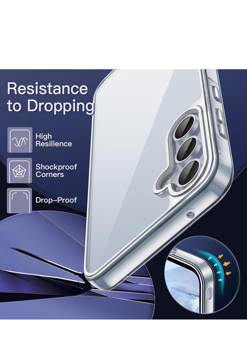 جراب لهاتف Samsung Galaxy A55 5G، غطاء حماية مقاوم للصدمات غير قابل للاصفرار، مع ظهر صلب من مادة البولي كربونات مضاد للخدش (شفاف) - Image 2