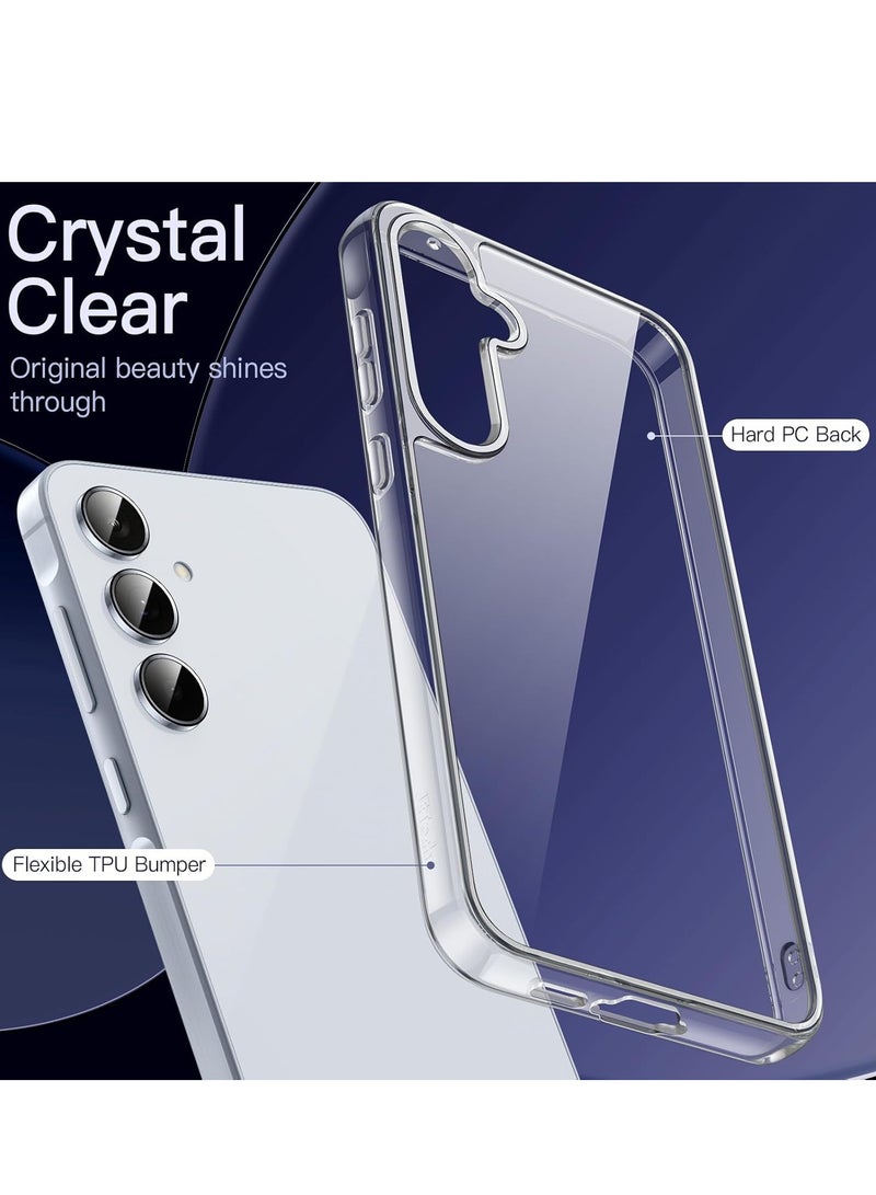 جراب لهاتف Samsung Galaxy A55 5G، غطاء حماية مقاوم للصدمات غير قابل للاصفرار، مع ظهر صلب من مادة البولي كربونات مضاد للخدش (شفاف) - Image 5