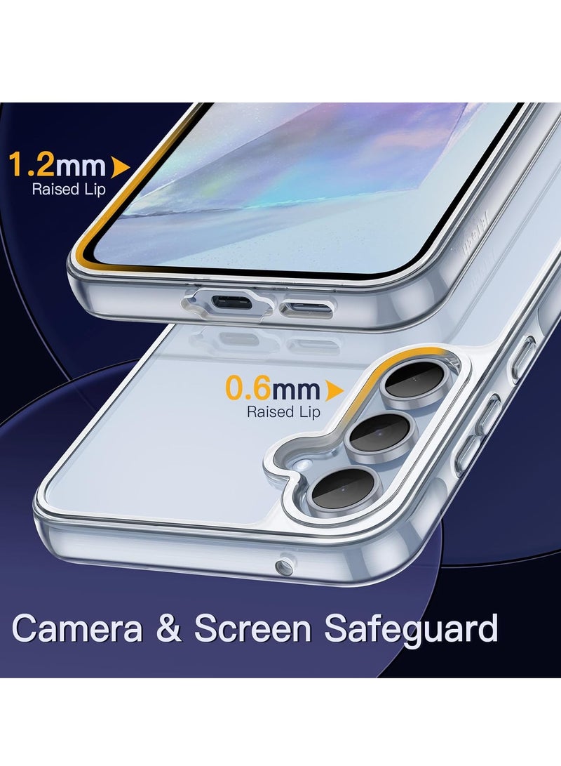 جراب لهاتف Samsung Galaxy A55 5G، غطاء حماية مقاوم للصدمات غير قابل للاصفرار، مع ظهر صلب من مادة البولي كربونات مضاد للخدش (شفاف) - Image 3