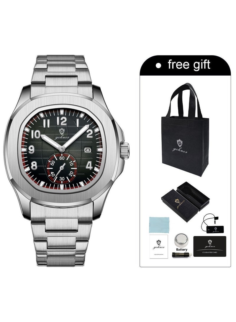 GOHUOS Men's Top Brand Watches- Luxury Stainless Steel Band Analog with Calendar Waterproof Classic Quartz Wrist Watches - 42mm - Father or Boyfriend Gift - Image 2