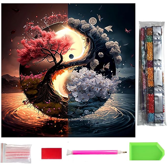 Full Drill 5D Diamond Painting Kits,Diamond Art Kits, Painting by Numbers for Beginners,30 x 30cm Arts & Craft for Home Wall Decor, Gifts for Kids Adults (Taiji)