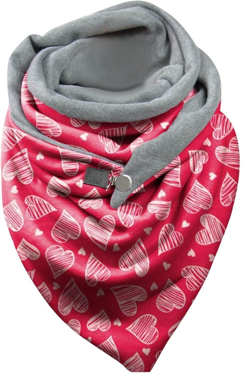 klarako Blanket Scarf for Women Winter Scarves, Valentine's Day Print Thick Cashmere Warm Wrap Button Neck Scarf Shawls - Image 1