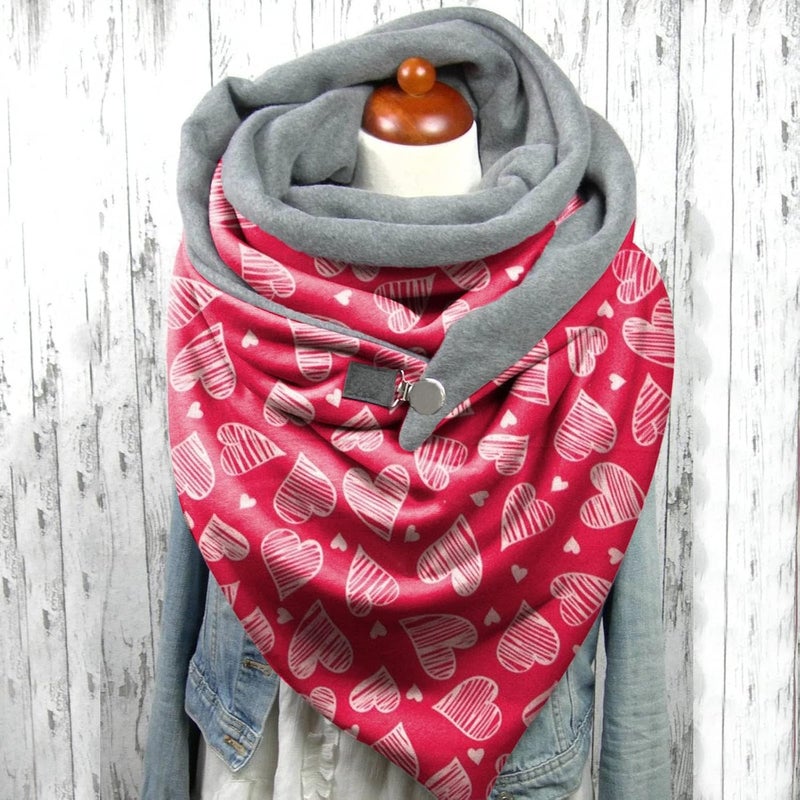 klarako Blanket Scarf for Women Winter Scarves, Valentine's Day Print Thick Cashmere Warm Wrap Button Neck Scarf Shawls - Image 2