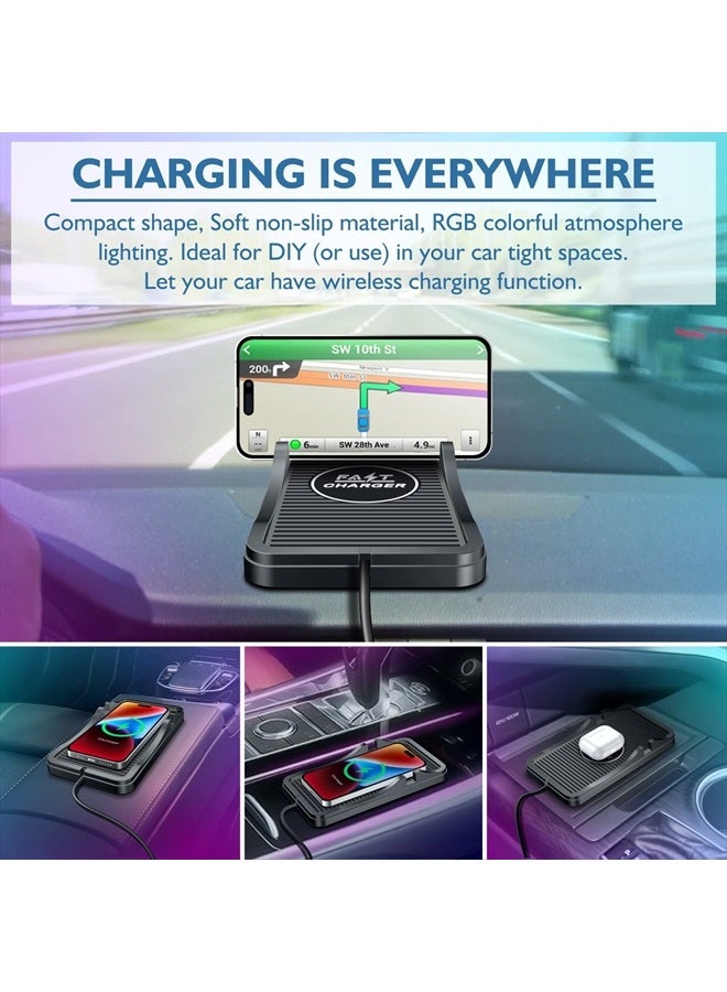JCWINY Wireless Charging Pad for Car 15W 10W 7.5W Qi Fast Wireless Car Charger Pad Car Phone Holder Wireless Charger Mount for iPhone 14 13 12 Pro Max 11 8 Plus X XR Xs Samsung S21 S20 S10 S9 Note 9 LG - Image 2