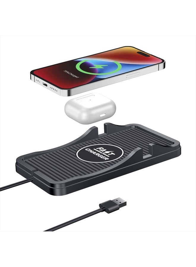 JCWINY Wireless Charging Pad for Car 15W 10W 7.5W Qi Fast Wireless Car Charger Pad Car Phone Holder Wireless Charger Mount for iPhone 14 13 12 Pro Max 11 8 Plus X XR Xs Samsung S21 S20 S10 S9 Note 9 LG - Image 1