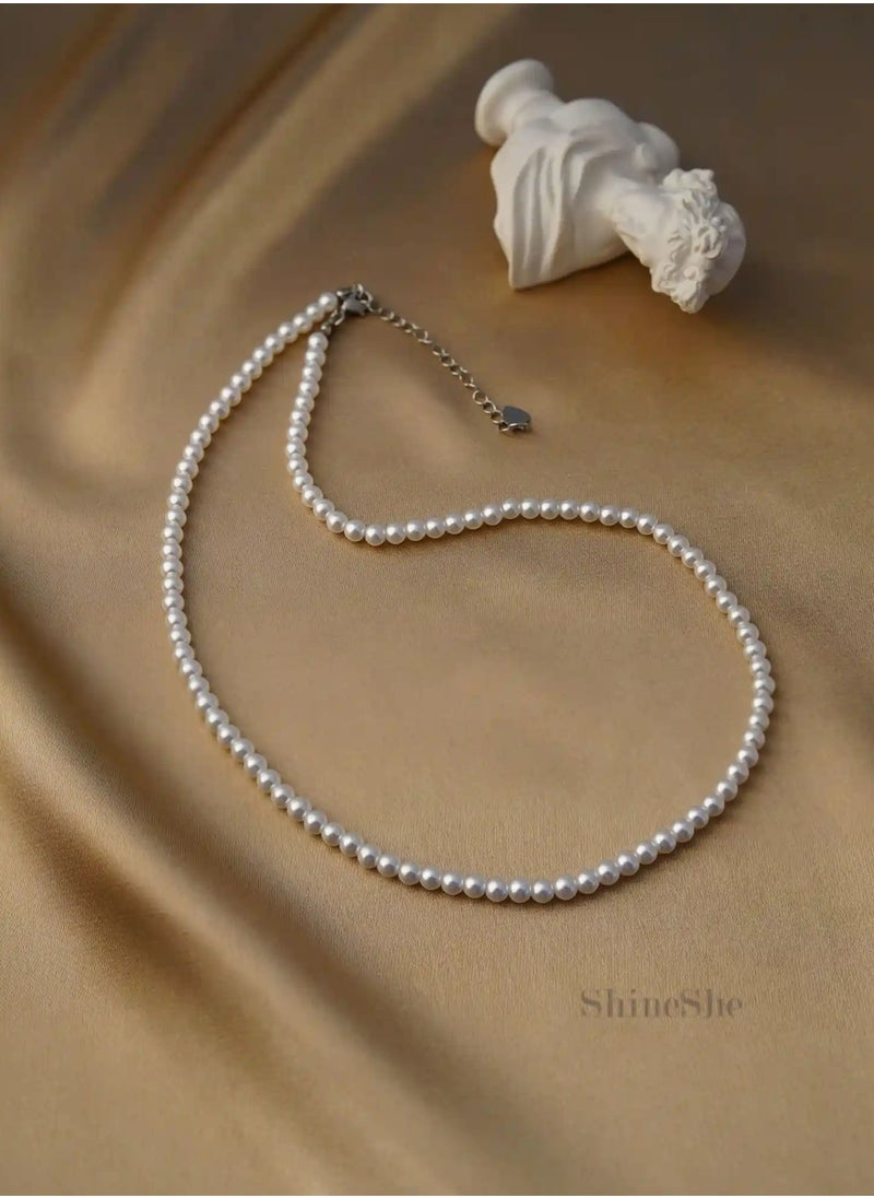ShineShe New Graceful Charm Millet Pearl White Necklace(4mm), ShineShe  - Image 3
