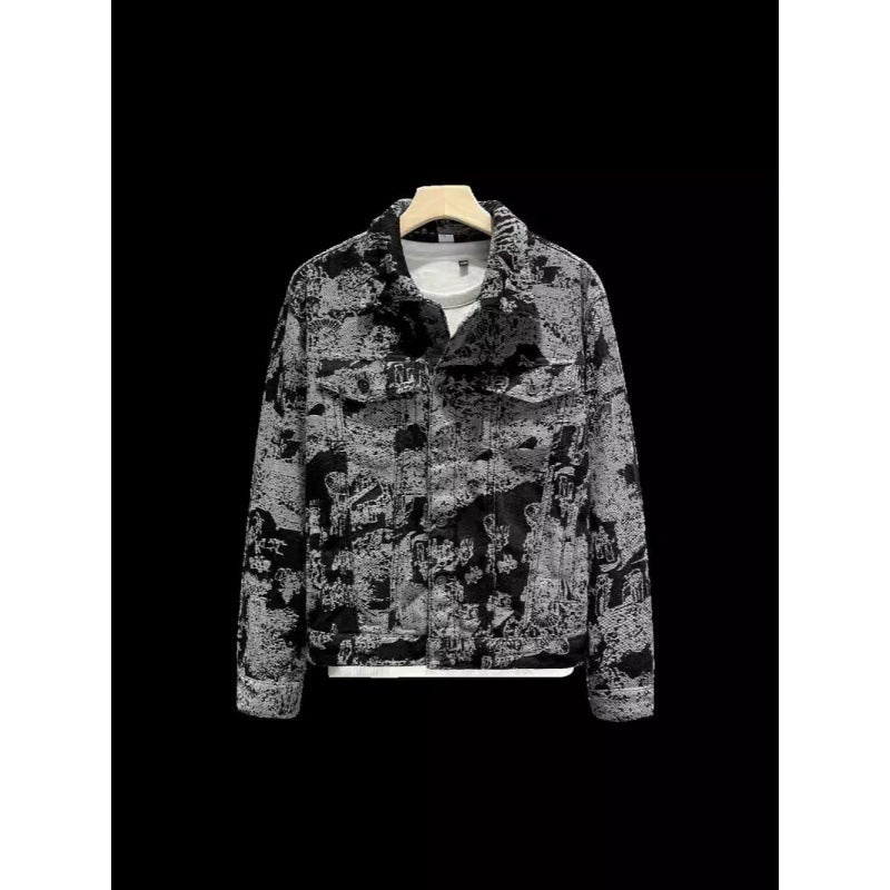 Chinese Style Jacquard Denim Jacket Men'S Trendy Men'S New Retro Handsome Casual Jacket For Men And Women Couple - Image 5