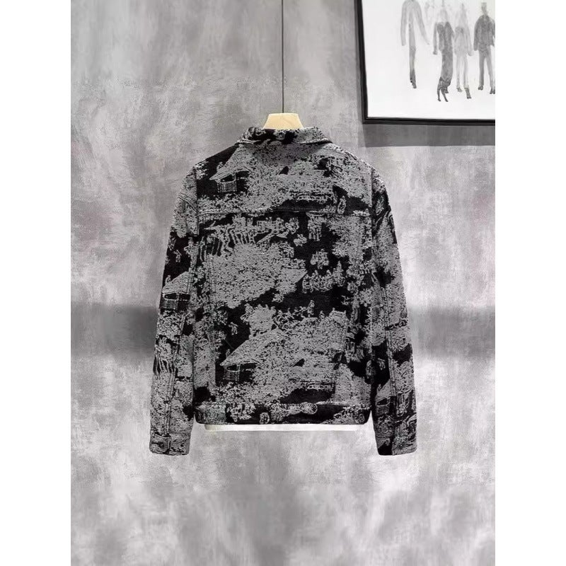 Chinese Style Jacquard Denim Jacket Men'S Trendy Men'S New Retro Handsome Casual Jacket For Men And Women Couple - Image 4