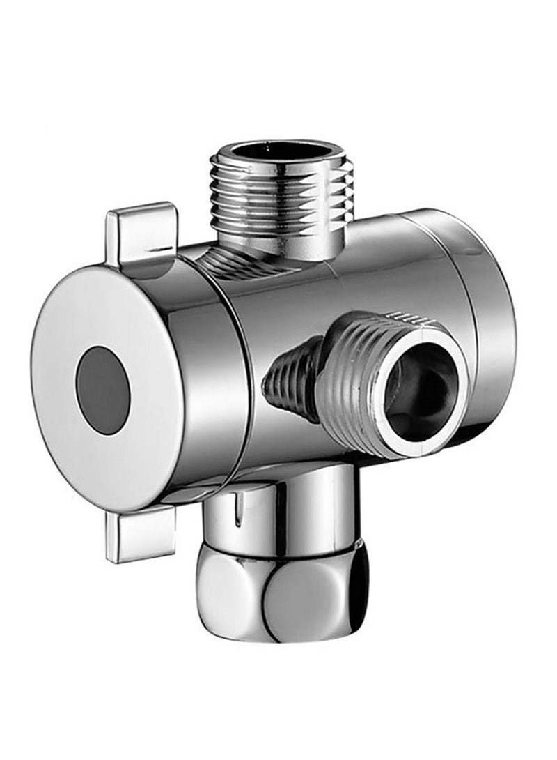 Shower Arm, Universal Bathroom System Component Replacement Part, G 1/2 3-Way T-adapter, Suitable for Handheld Shower Head and Fixed Spray Head (Chrome) - Image 1