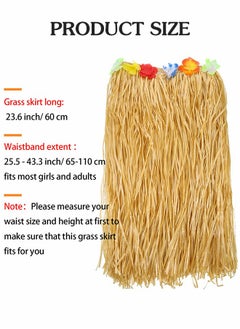 GROIC Hawaiian Grass Hula Skirt Costume Set Girl's Necklace Leis Garland Bracelets,Hawaiian Party Decoration,Hawaiian Hula Grass Skirt Sunglasses Leis Set  - Image 3