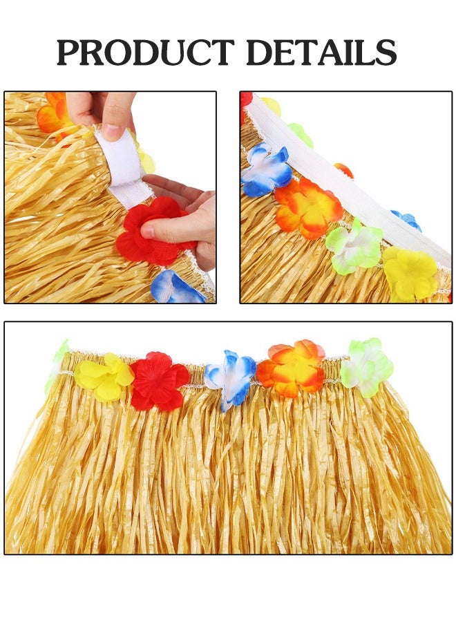 GROIC Hawaiian Grass Hula Skirt Costume Set Girl's Necklace Leis Garland Bracelets,Hawaiian Party Decoration,Hawaiian Hula Grass Skirt Sunglasses Leis Set  - Image 4