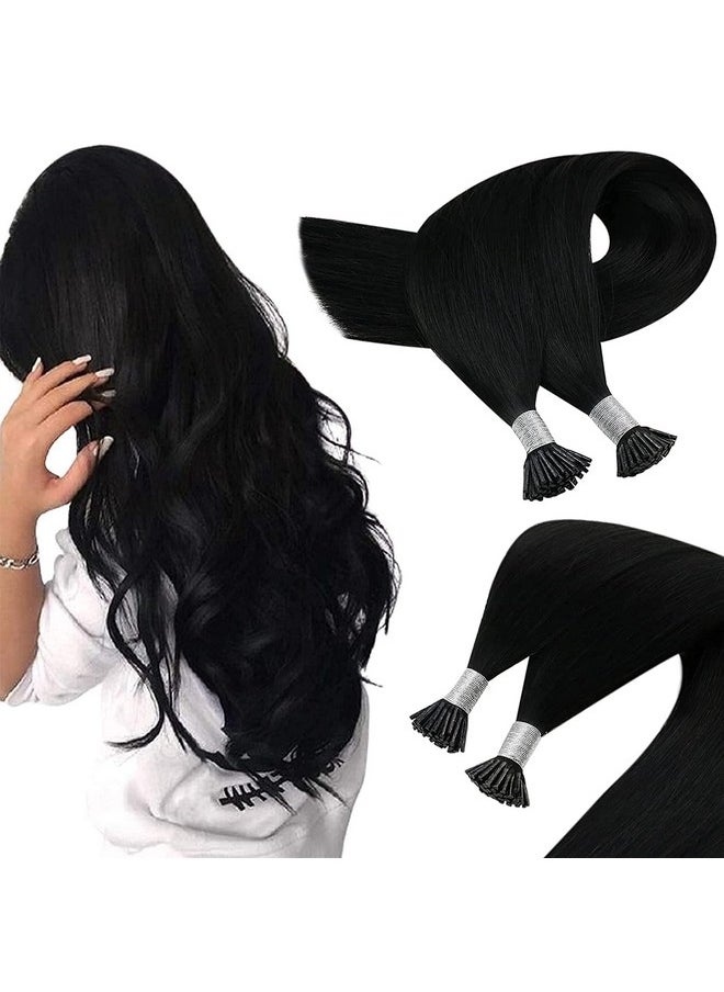 Sunny Hair [Hot] Sunny I Tip Hair Extensions Real Human Hair Jet Black Pre Bonded I Tips Hair Extensions Black Itip Natural Hair Extensions Cold Fusion I Tip Human Hair Extensions Black For Women 50G 20Inch  - Image 1