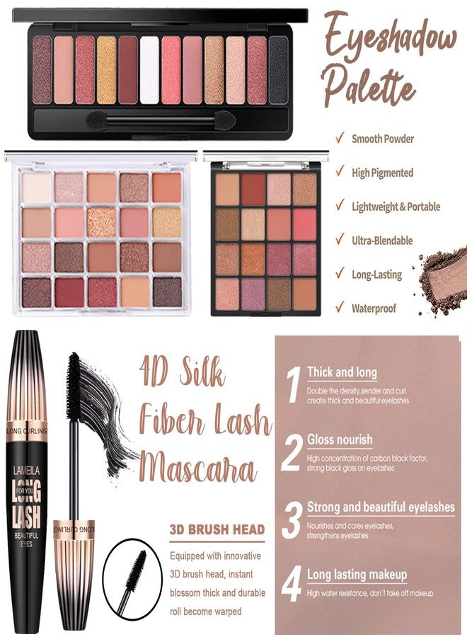NUIBO All in One Makeup Kit for Women Full Kit - Makeup Gift Set Includes Eyeshadow Foundation Lash Primer Lipstick Eyeliner Mascara Concealer Contour Brow Soap Powder Pressed Brush Sponge Bag - Image 3