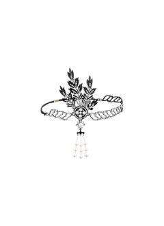 Wedding Headpiece Vintage, 1920s Headband Rhinestone Pearl Leaf, 20s Hair Accessories, for Wedding Prom Retro Pageant Themed Party, Halloween Dress Up Parties, A Wonderful Gift(1 Pack)
