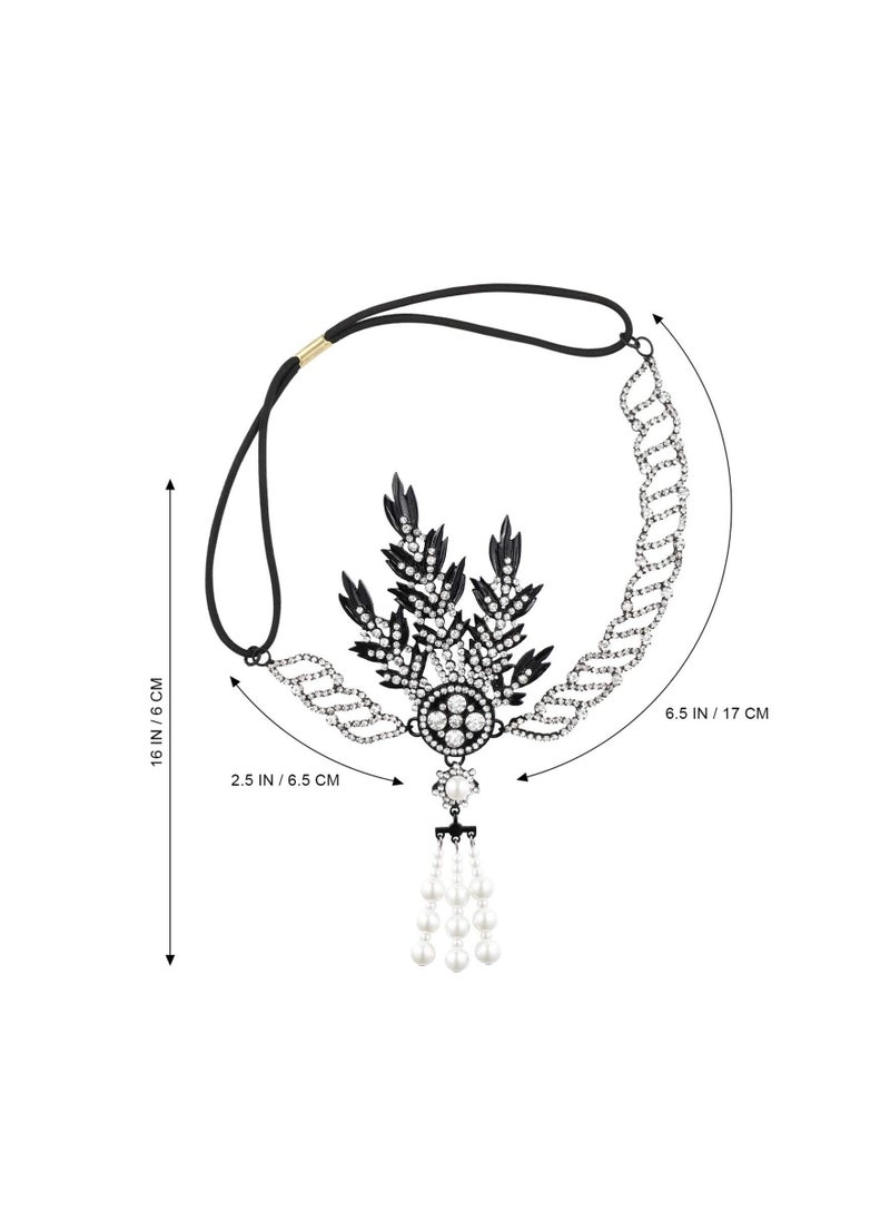 SYOSI - Wedding Headpiece Vintage, 1920s Headband Rhinestone Pearl Leaf, 20s Hair Accessories, for Wedding Prom Retro Pageant Themed Party, Halloween Dress Up Parties, A Wonderful Gift(1 Pack) - Image 1