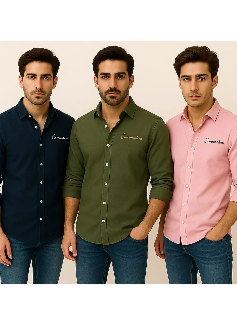 THUGFIT PREMIUM LINEN COTTON SHIRT PACK OF 3 -BLUE,GREEN,PINK OR WHITE ASSORTED
