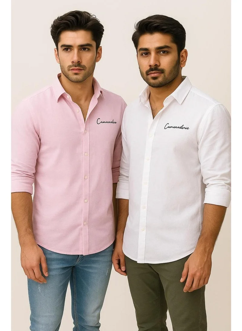 THUGFIT Pack Of 3 PREMIUM LINEN COTTON SHIRT PACK OF 3 -BLUE,GREEN,PINK OR WHITE ASSORTED for Men | Best Price UAE