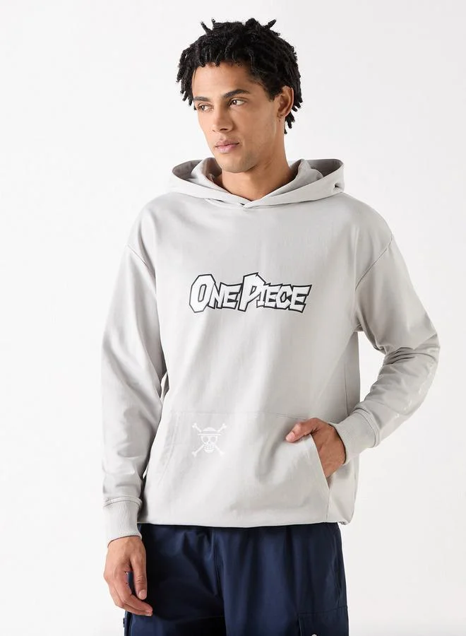 One Piece Print Hoodie with Long Sleeves