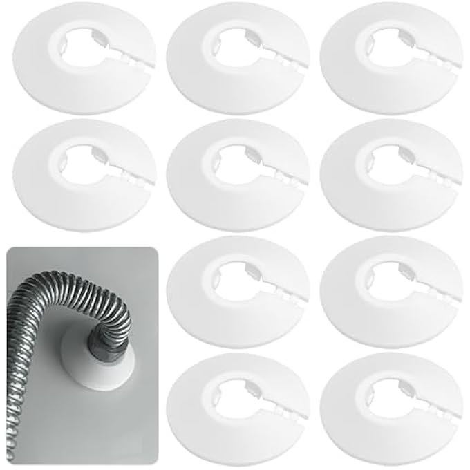 10 PCS PLASTIC RADIATOR PIPE COVERS WHITE RADIATOR PIPE COVERS PIPE COVERS WHITE PIPE DECORATION COVER COLLARS RADIATOR PIPE WATER PIPE COVER FIT FOR 12 MM DIAMETER PIPEWHITE - Image 1