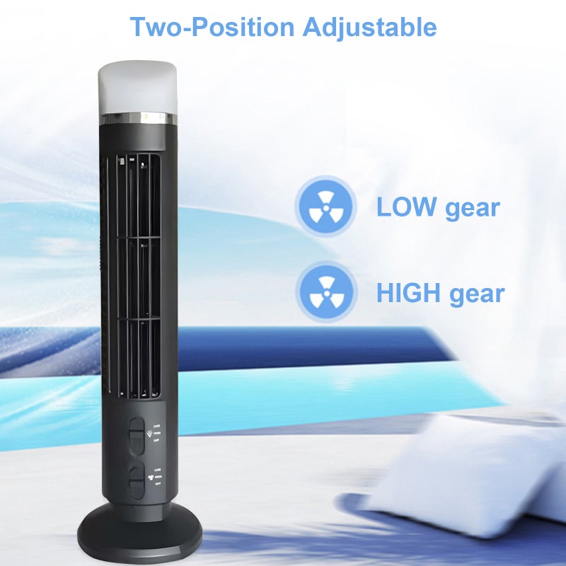 Oscillating Tower Fan 3-Speed Silent Black - 360° Rotating Space-Saving Design - Portable With Built-in Handle for Bedroom Living Room Home Office - Image 4