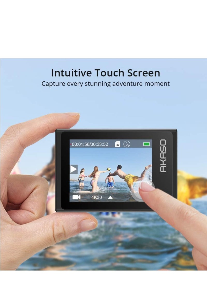 Akaso - AKASO V50 Elite 4K60fps WiFi Action Camera with EIS Touch Screen Voice Control 40m Waterproof Underwater Camera with Adjustable View Angle 8X Zoom Remote Control Accessories Kit - Image 1