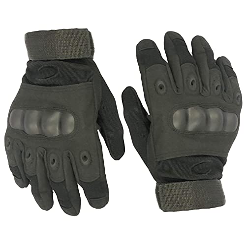 ZaySoo Full Finger Hard Knuckle Motorcycle Army Shooting Tactical Outdoor Breathable Gym & Fitness Cycling Riding Gloves for Boys & Men(Size:M, Black) - Microfiber - Image 1