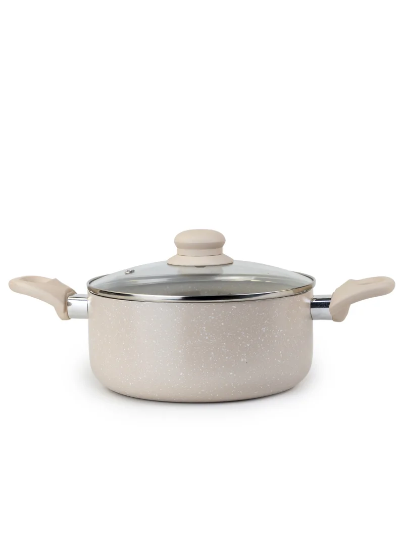 ويلسون Oak Casserole with Lid and Marble Coating, Soft Touch Handle Stew Pot Suitable for Gas Electric Induction and Ceramic Stove Dutch Oven - 20cm – Cream